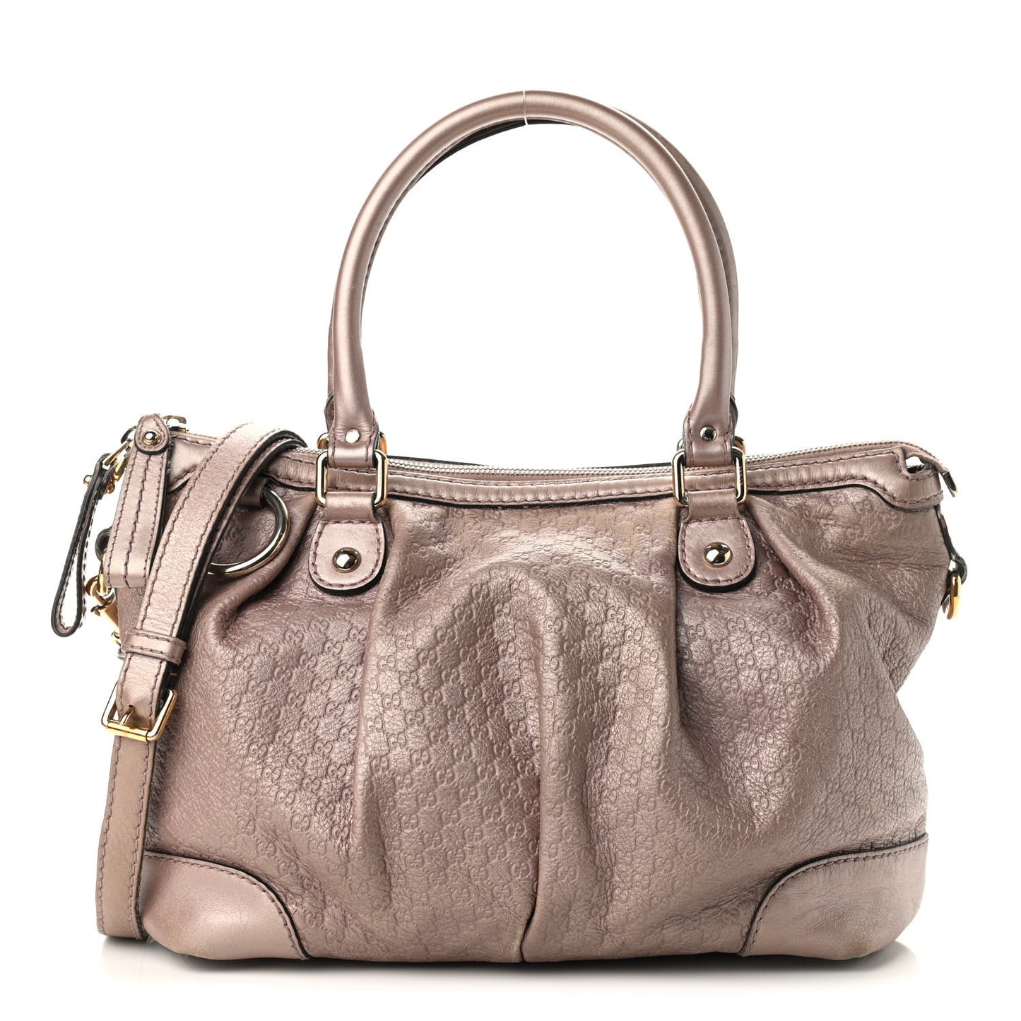Metallic Microguccissima Medium Sukey Top Handle Bag Dark Cipria