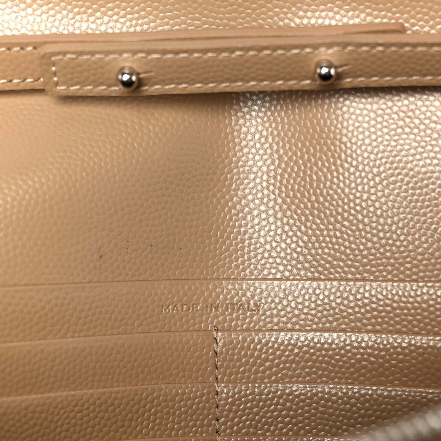 Saint Laurent Grain De Poudre Matelasse Chevron Monogram Chain Wallet Taupe 7 of 11