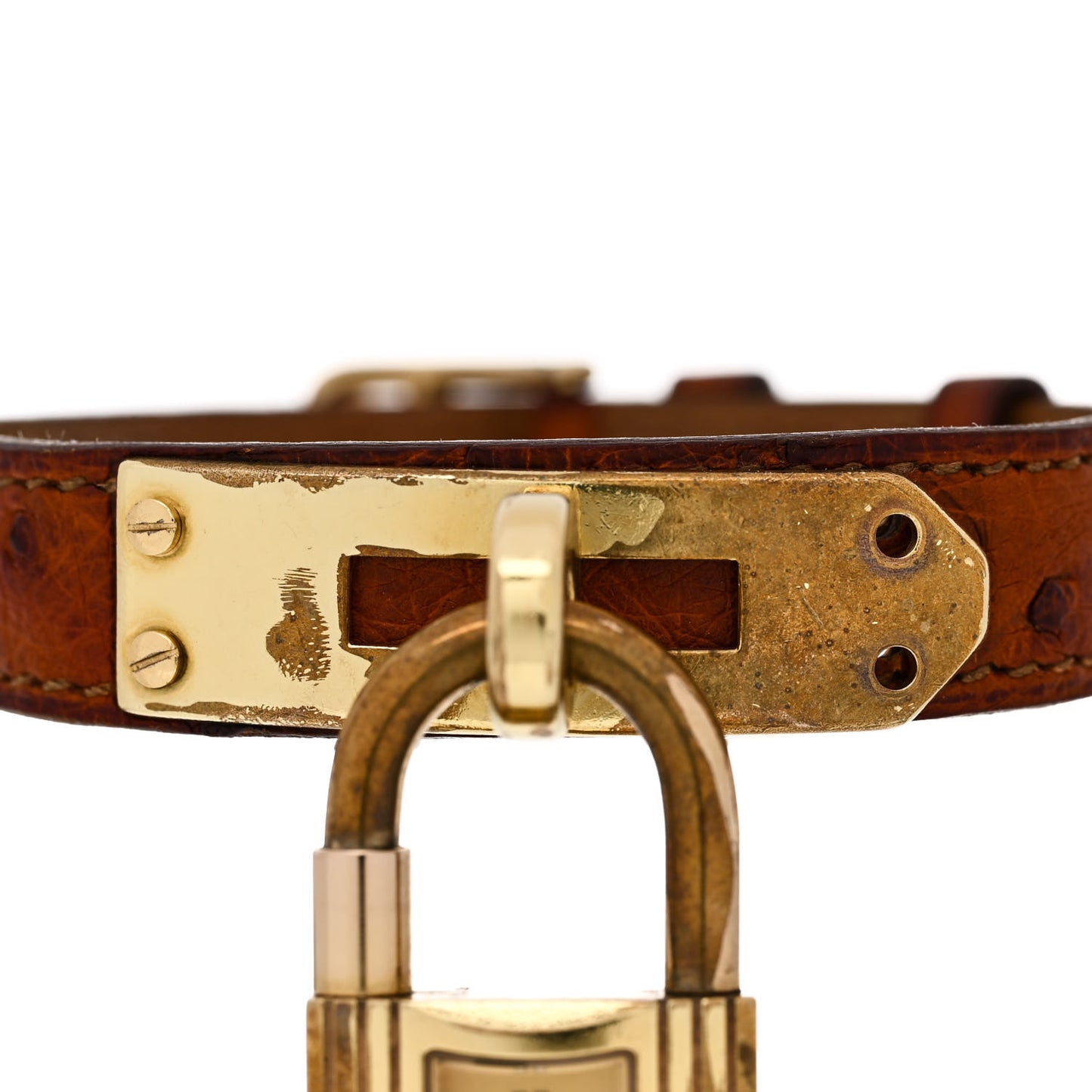 Stainless Steel Ostrich 20mm Kelly Cadena Quartz Watch Gold