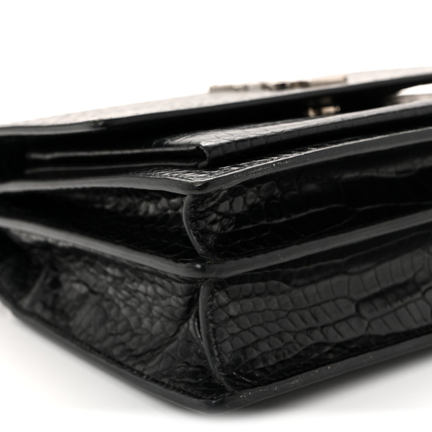 Calfskin Crocodile Embossed Medium Monogram Sunset Black