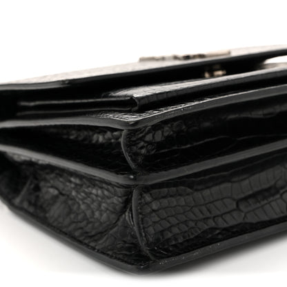 Saint Laurent Calfskin Crocodile Embossed Medium Monogram Sunset Black 8 of 11