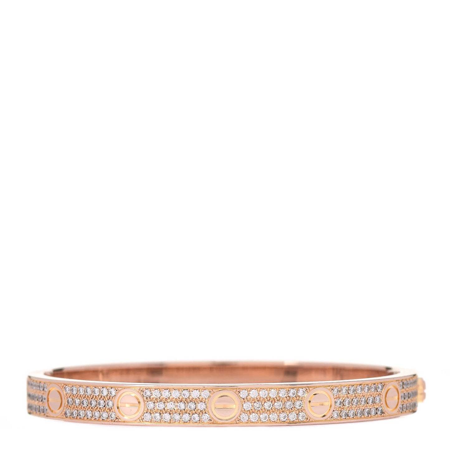 18K Pink Gold Diamond LOVE Paved Bracelet 18