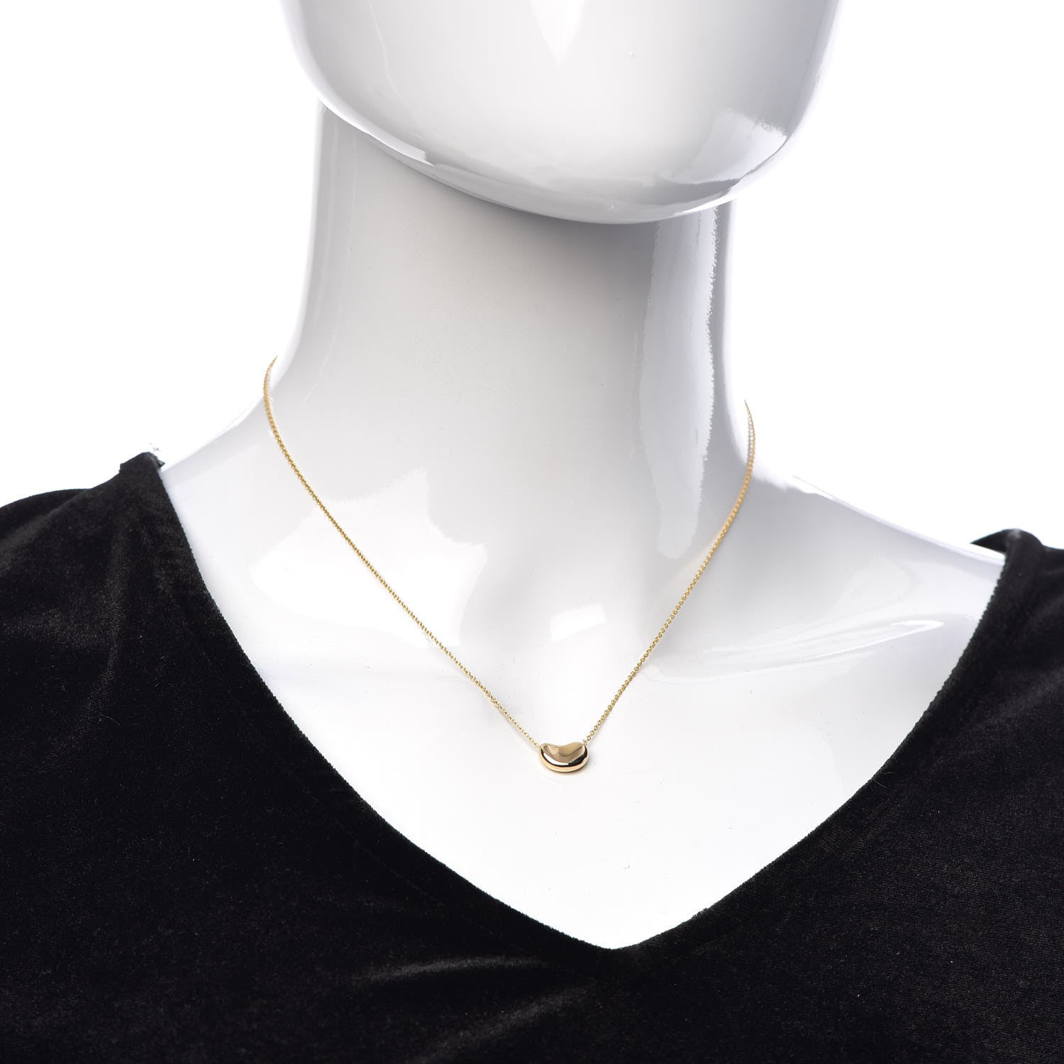 Tiffany 18K Yellow Gold 11mm Elsa Peretti Bean Pendant Necklace 2 of 7