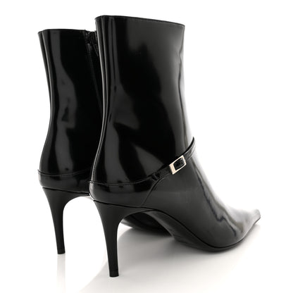 Saint Laurent Patent Vendome Buckle Ankle Booties 36 Black 4 of 9