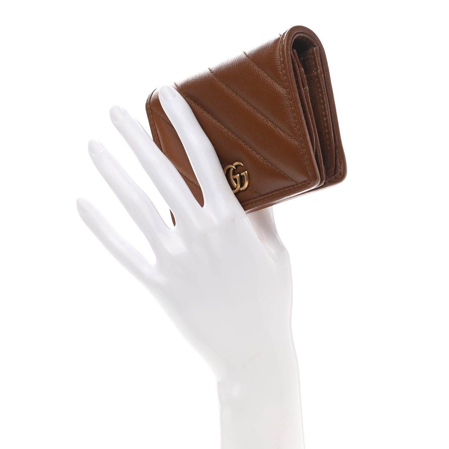 Azalea Calfskin Matelasse Diagonal GG Marmont Card Case Wallet Cuir