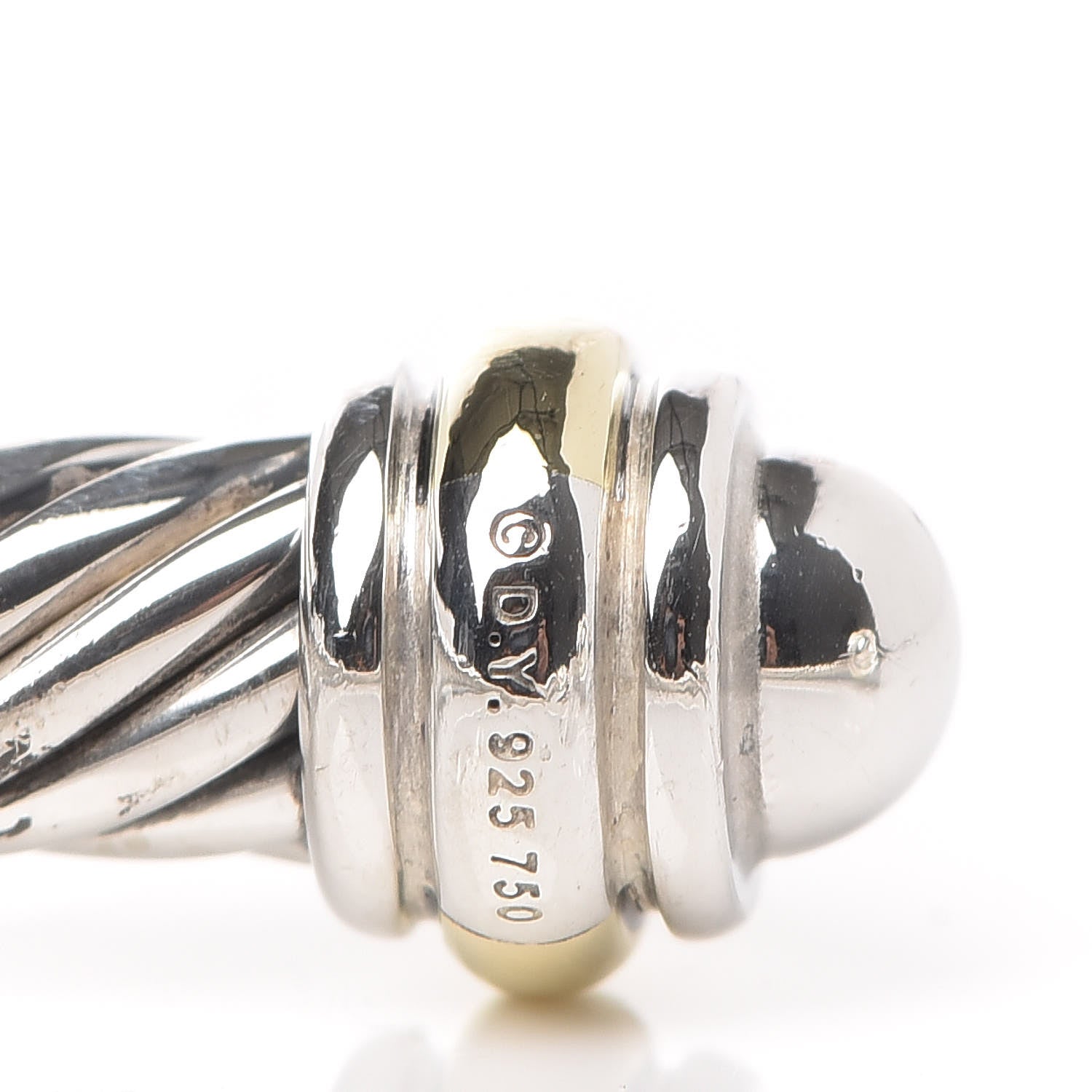 David Yurman Sterling Silver 18K Yellow Gold 4mm Cable Classics Bracelet 4 of 5