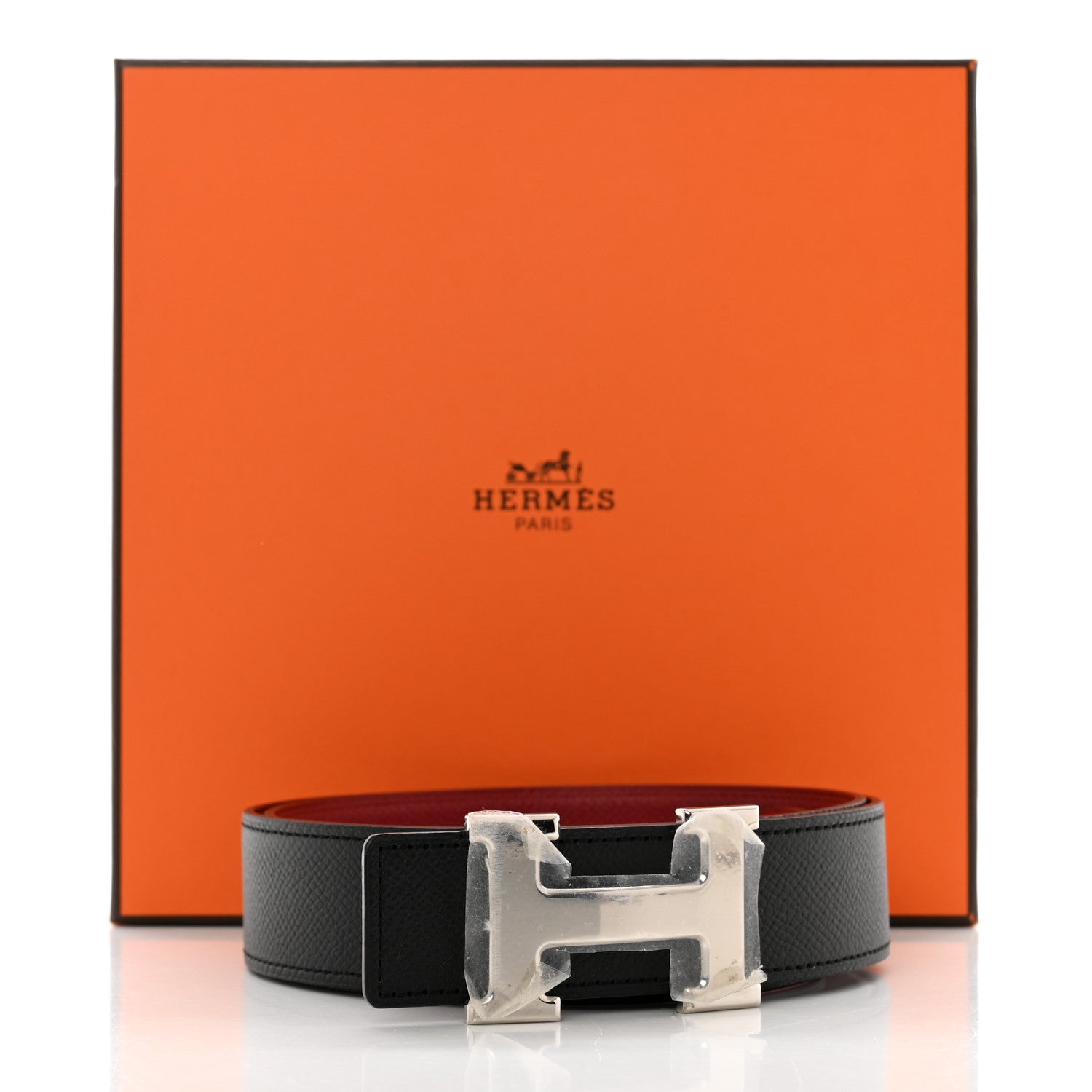Hermes Epsom 24mm Belt 85 Black Rouge Casaque 9 of 9