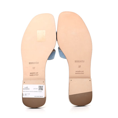 Hermes Denim Canvas Oran Sandals 37 Bleu Clair 5 of 9