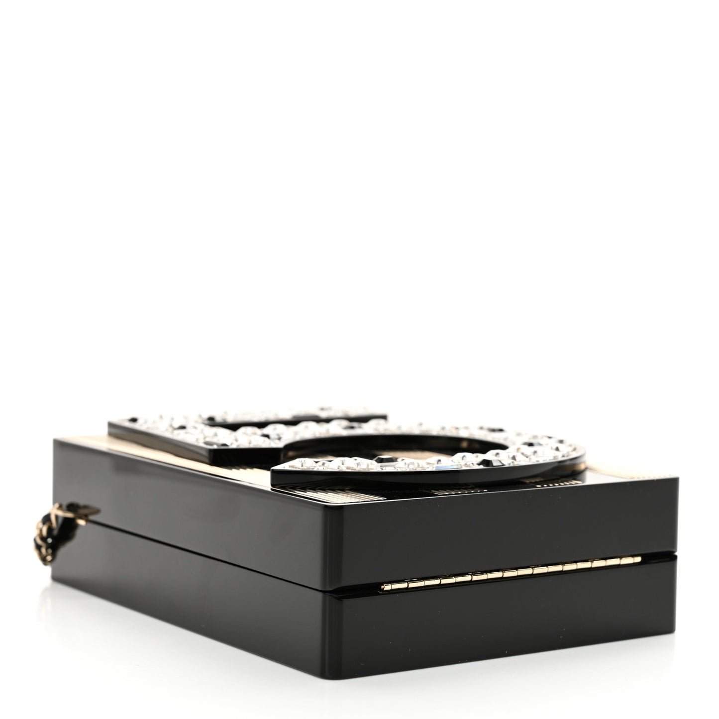 Plexiglass Strass Mosaic No 5 Minaudiere Clutch Black Gold