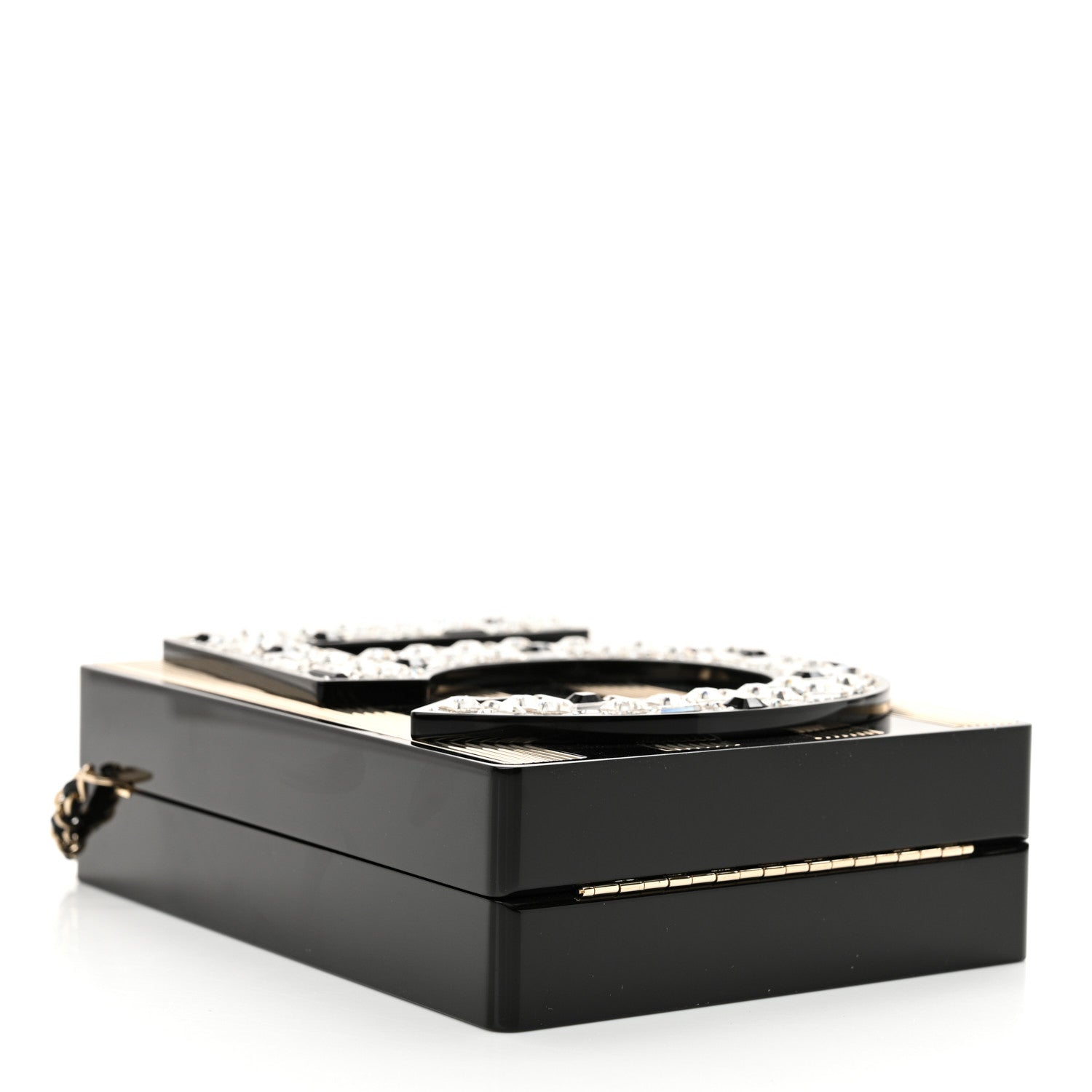 Chanel Plexiglass Strass Mosaic No 5 Minaudiere Clutch Black Gold 4 of 11