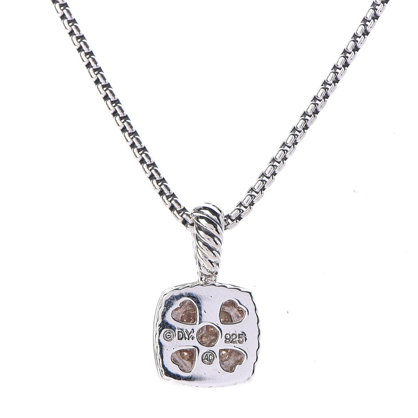 Sterling Silver Diamond Pave 7mm Petite Albion Pendant Necklace
