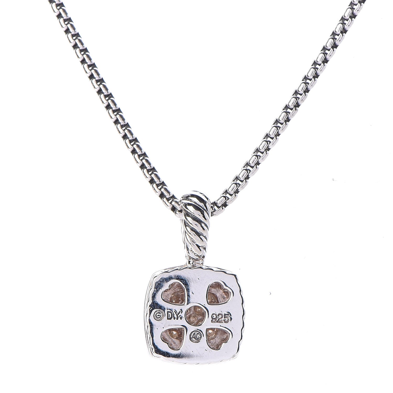 David Yurman Sterling Silver Diamond Pave 7mm Petite Albion Pendant Necklace 6 of 6
