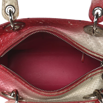 Christian Dior Snakeskin Ombre Medium Lady Dior Red White 5 of 11