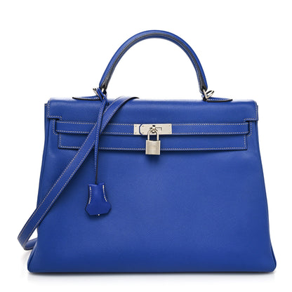 Hermes Epsom Candy Kelly Retourne 35 Bleu Electrique Mykonos 1 of 11