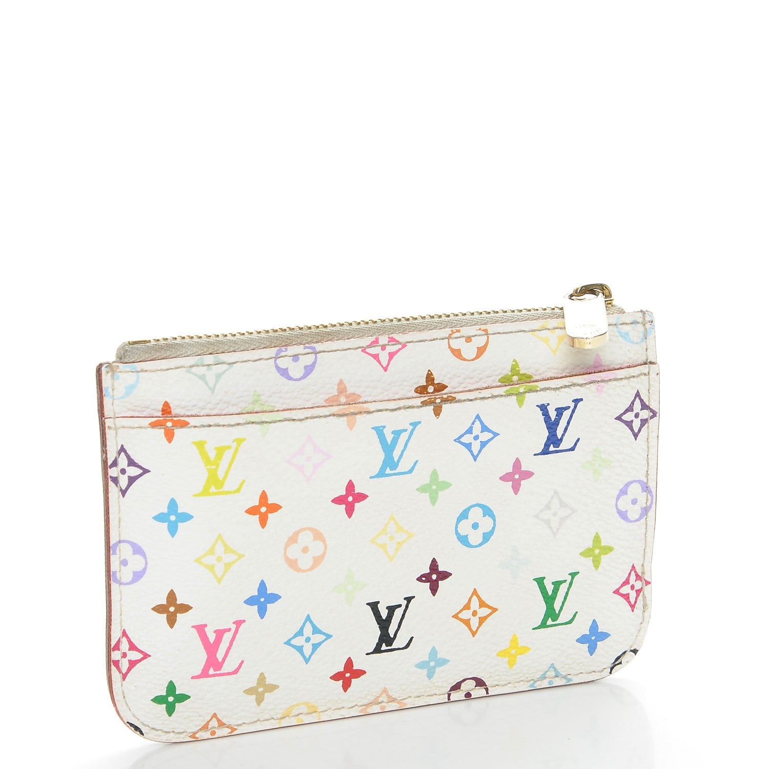 Louis Vuitton Monogram Multicolor Key Pouch White Litchi 3 of 7