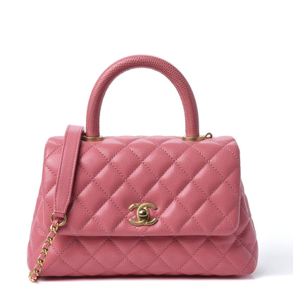 Chanel Caviar Lizard Quilted Mini Coco Handle Flap Pink 1 of 10