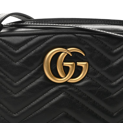 Gucci Calfskin Matelasse Small GG Marmont Chain Shoulder Bag Black 8 of 11