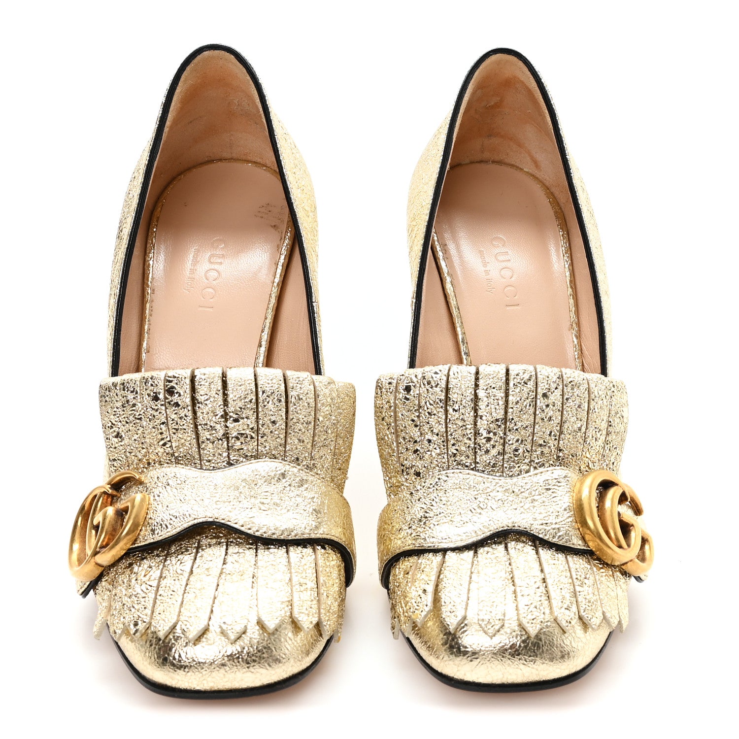 Gucci Galassia GG Marmont Fringe 105mm Loafer Pumps 35 Platino 3 of 11