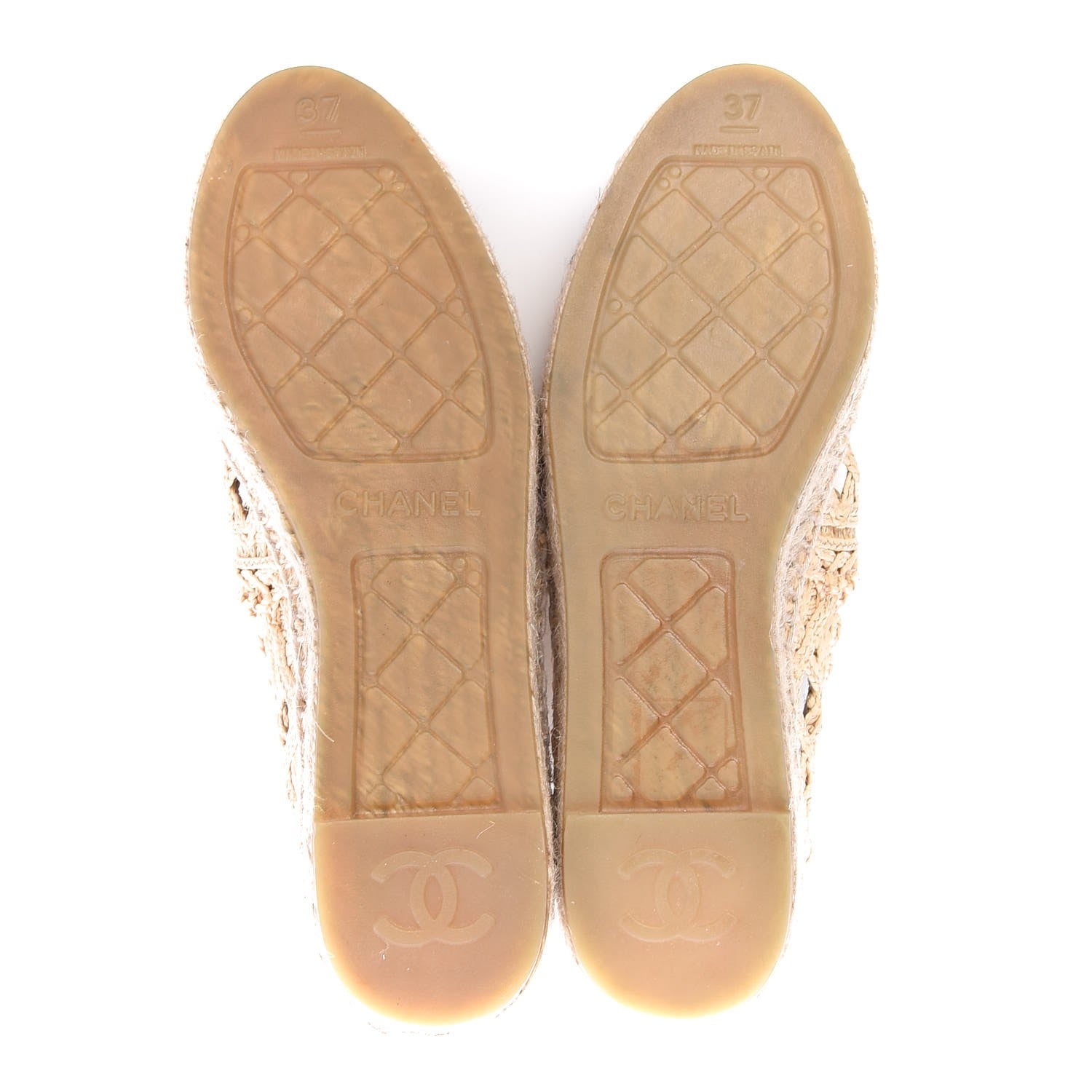 Chanel Raffia Fabric CC Espadrilles 37 Beige Black 9 of 12