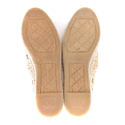 Chanel Raffia Fabric CC Espadrilles 37 Beige Black 9 of 12
