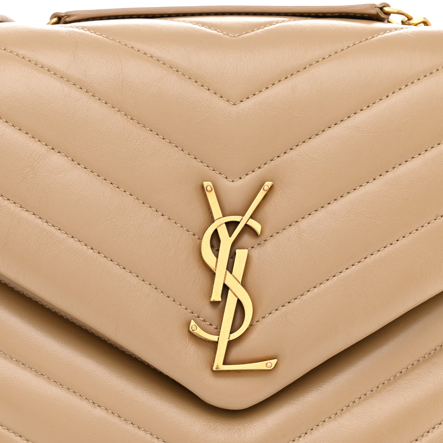 Saint Laurent Calfskin Y Quilted Monogram Medium Loulou Chain Satchel Dark Latte 8 of 10