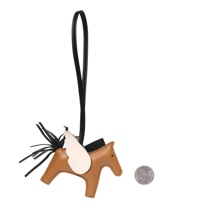 Hermes Milo Lambskin Grigri Rodeo Pegase Horse Bag Charm PM Sesame Black Nata 2 of 2