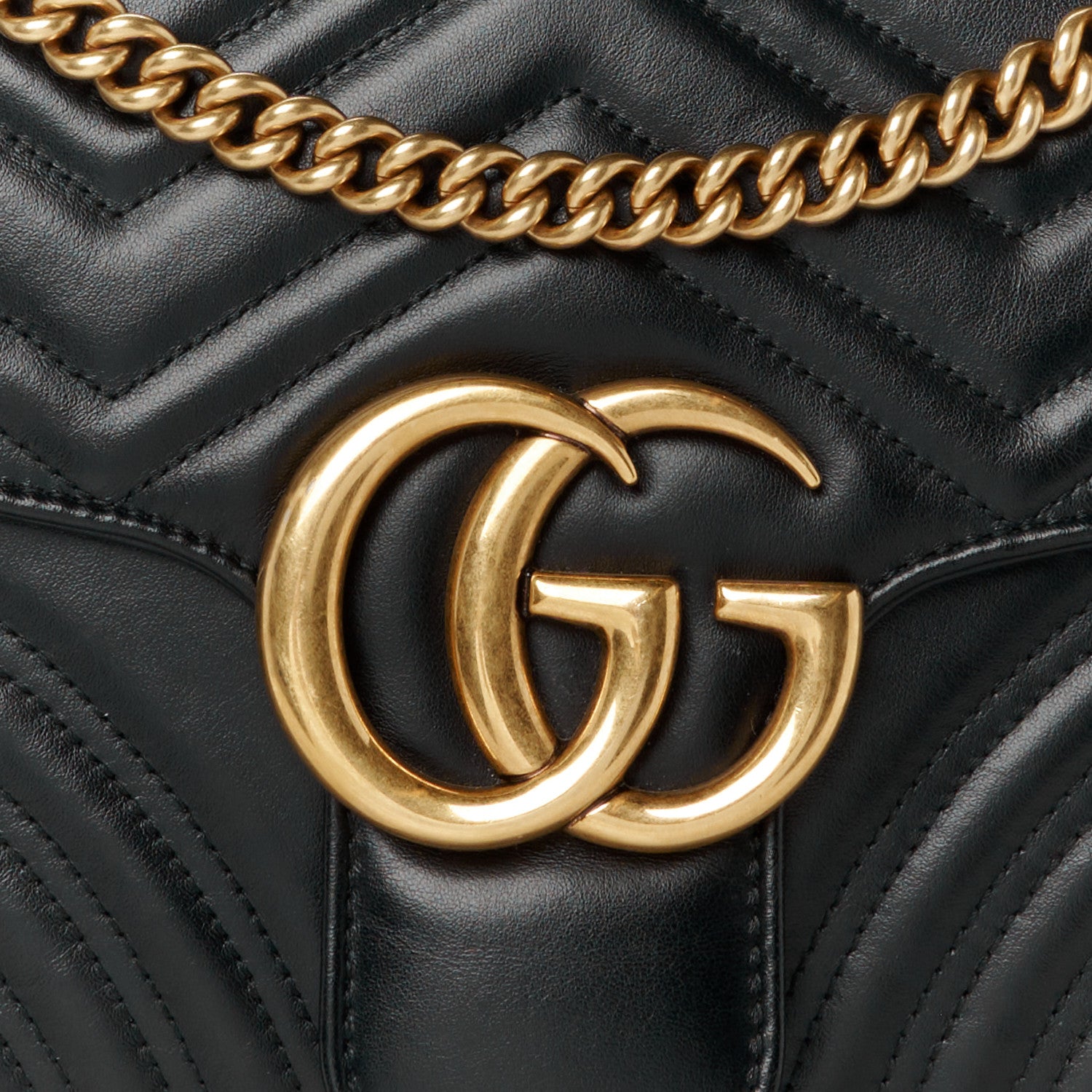 Gucci Calfskin Matelasse Large GG Marmont Shoulder Bag Black 9 of 12