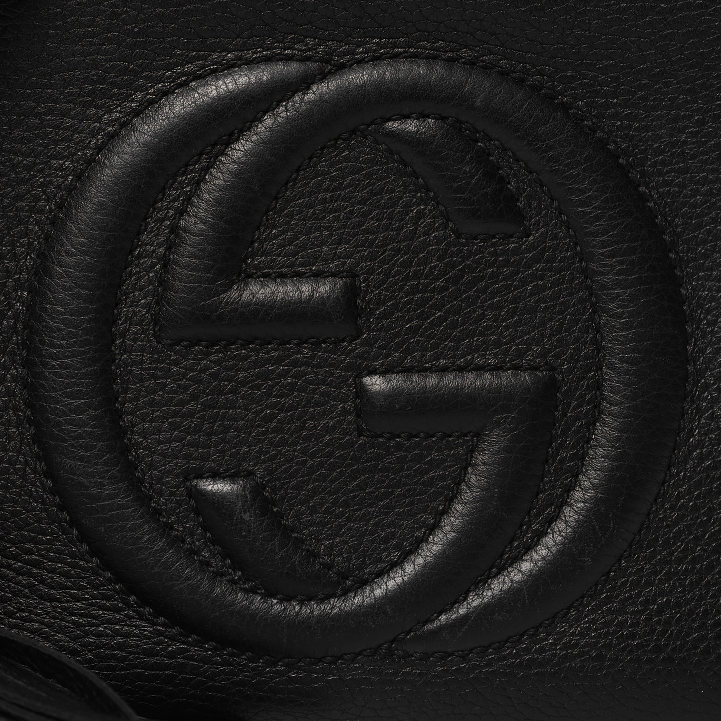 Pebbled Calfskin Small Soho Disco Bag Black