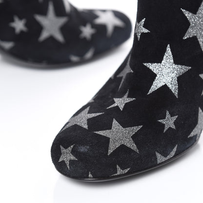 Saint Laurent Suede Glitter Stars Babies 90 Ankle Boots 37 Black Argent 7 of 11