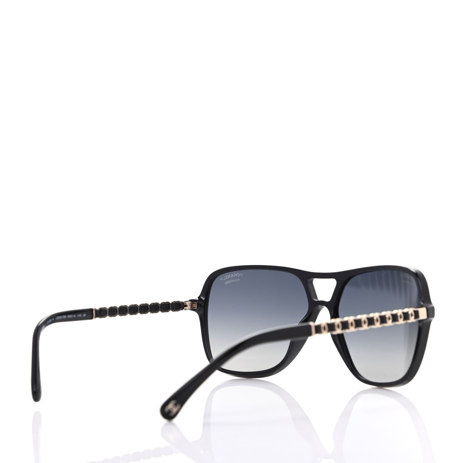 Chanel Metal Calfskin CC Chain Polarized Pilot Sunglasses 5439-Q Black 4 of 8