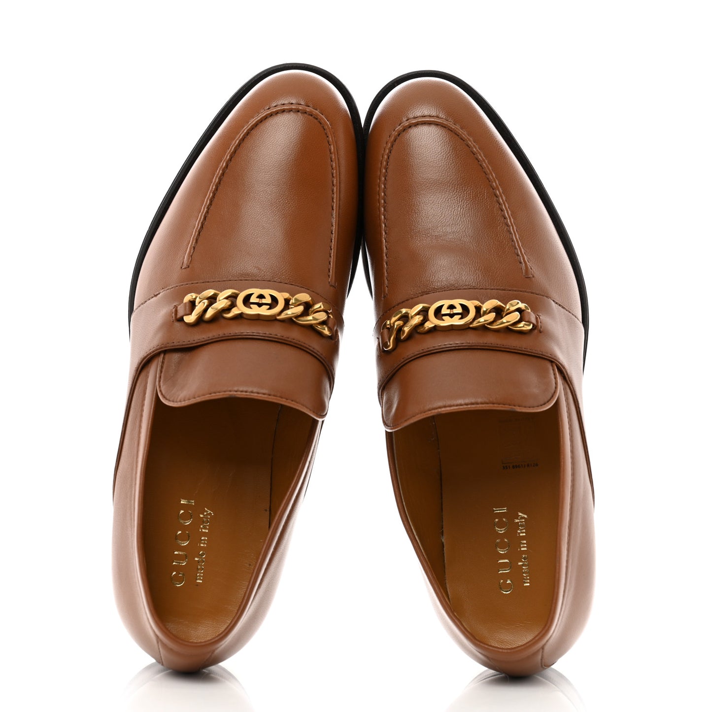 Supple Lambskin Mens Chain Interlocking G Loafers 9 Cuir