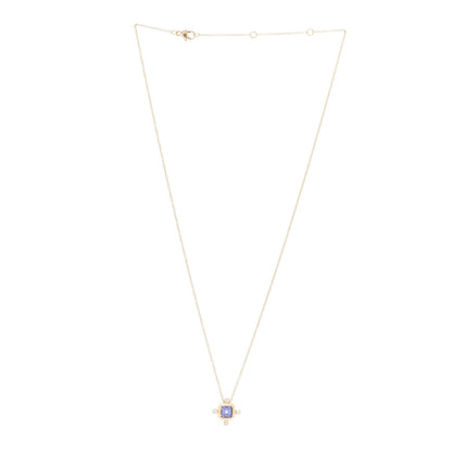 David Yurman 18K Yellow Gold Diamond Tanzanite Novella Pendant Necklace 3 of 5