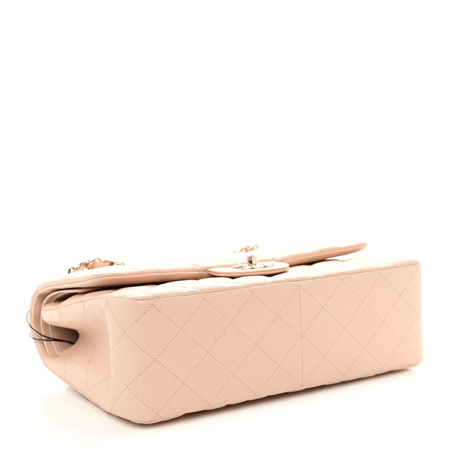 Caviar Quilted Jumbo Double Flap Light Beige