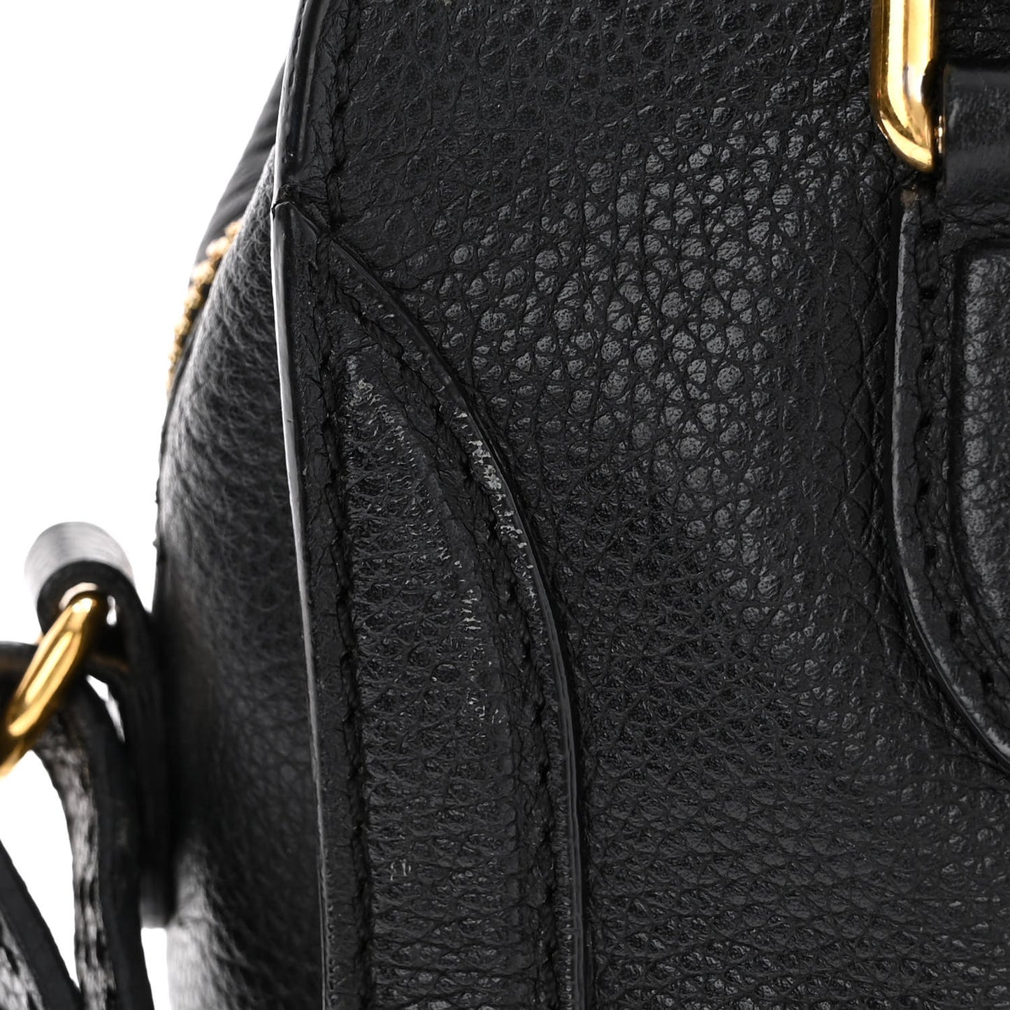 Pebbled Calfskin Mini Skull Padlock Zip Around Tote Black
