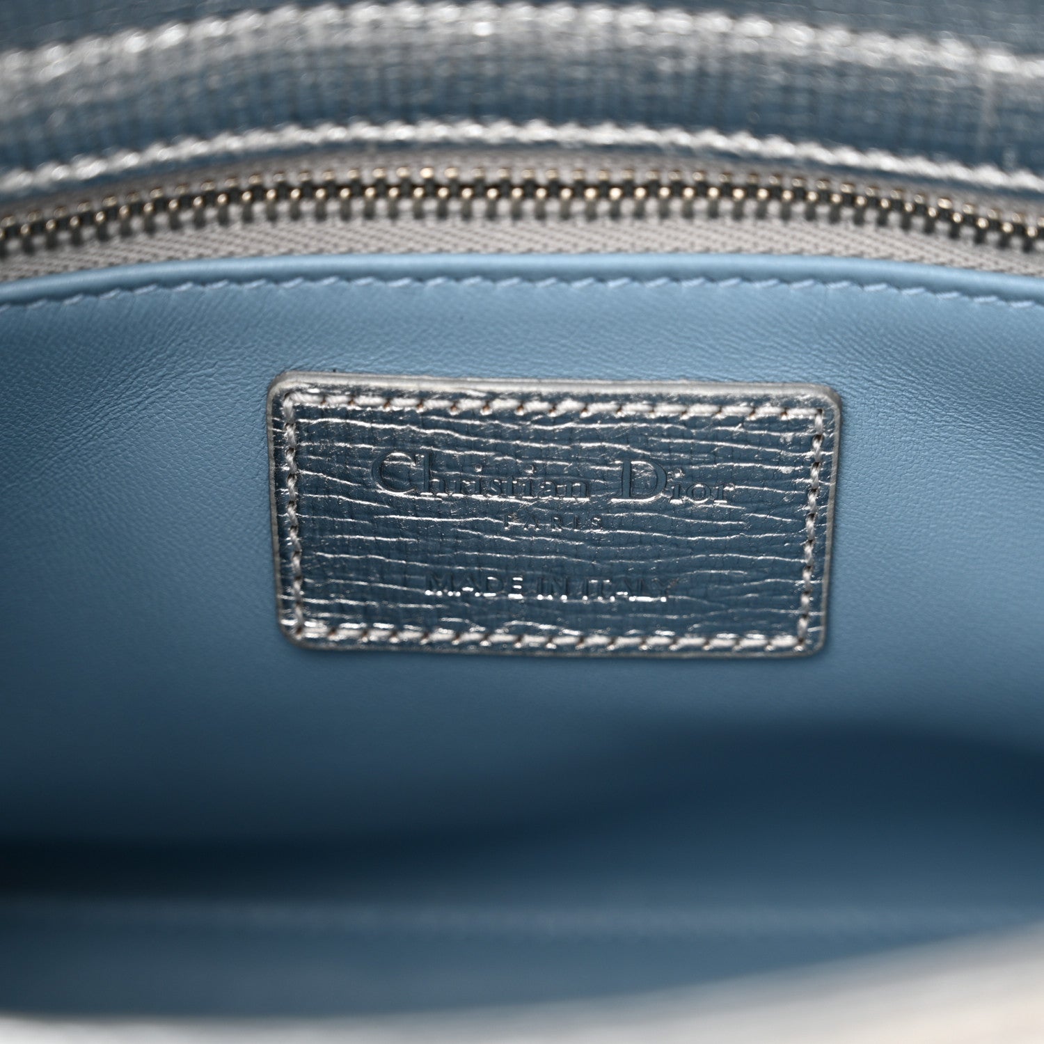 Christian Dior Metallic Grained Calfskin Cannage Small Lucky Badges My Lady Dior Silver 6 of 14