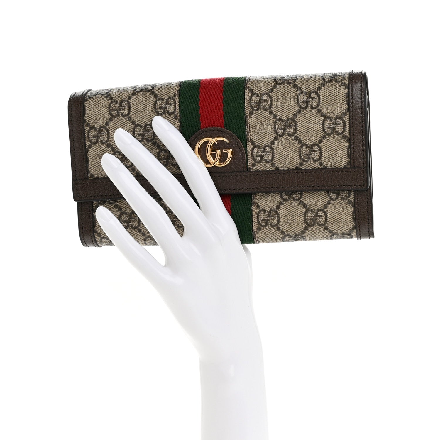 Gucci GG Supreme Monogram Web Ophidia Continental Wallet Brown 2 of 8