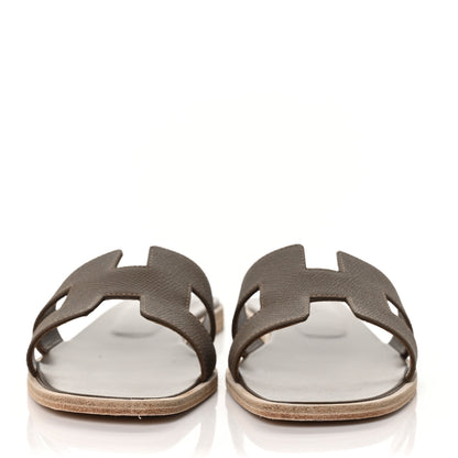 Hermes Epsom Oran Sandals 38.5 Etoupe 2 of 8