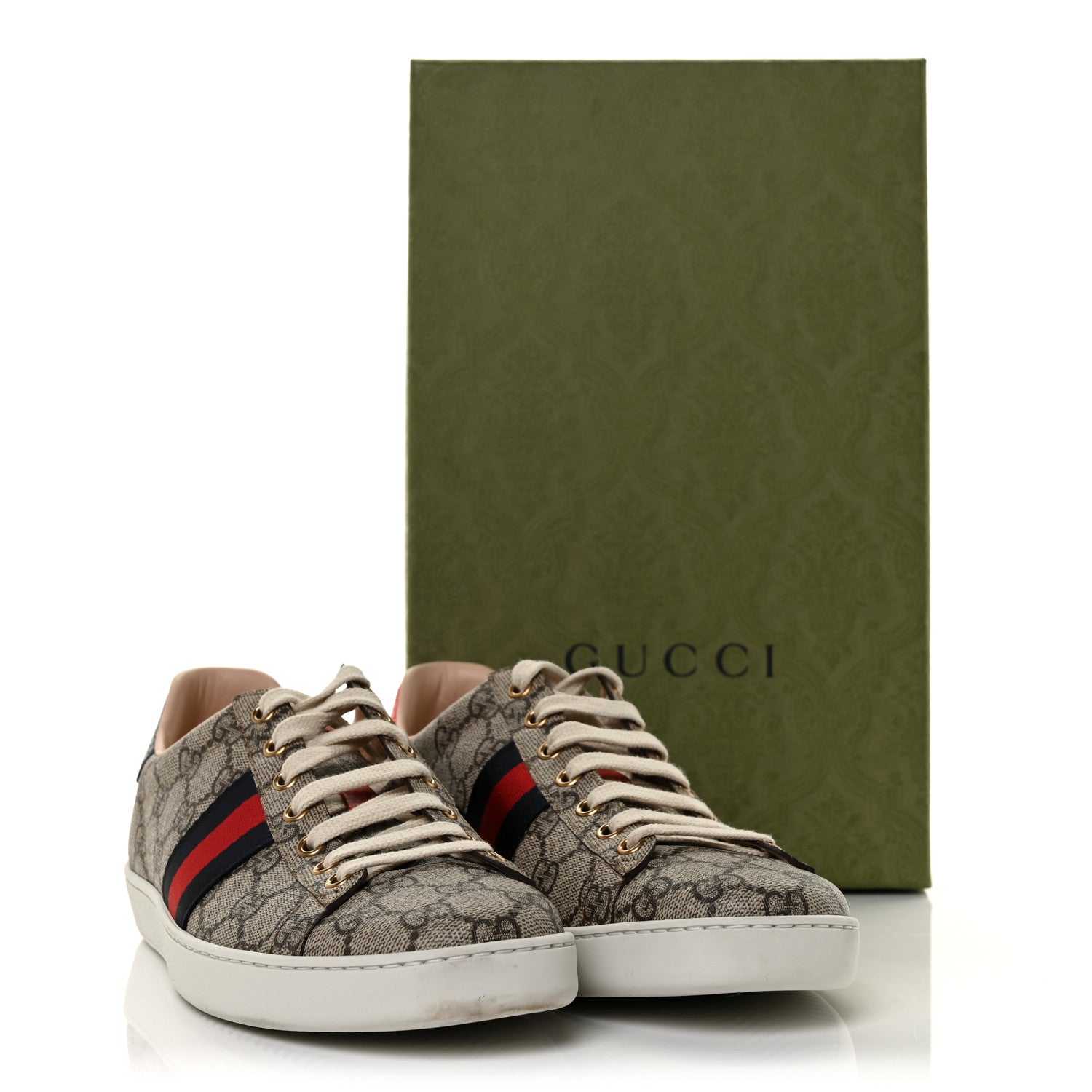 Gucci GG Supreme Monogram Womens Ace Low-Top Sneaker 40 Beige 10 of 10