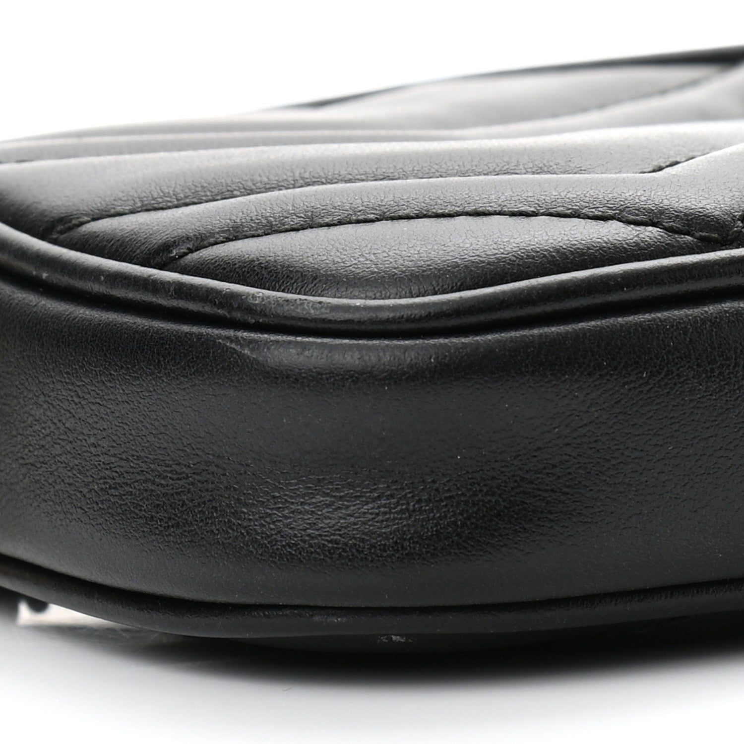 Gucci Calfskin Matelasse Mini GG Marmont Chain Crossbody Bag Black 9 of 10