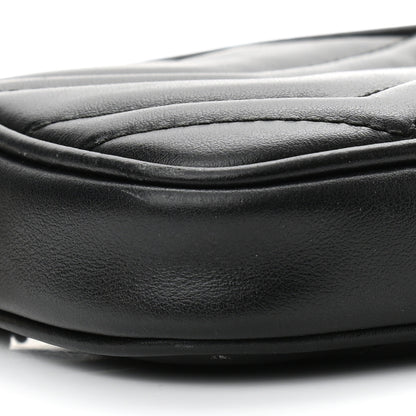 Gucci Calfskin Matelasse Mini GG Marmont Chain Crossbody Bag Black 9 of 10