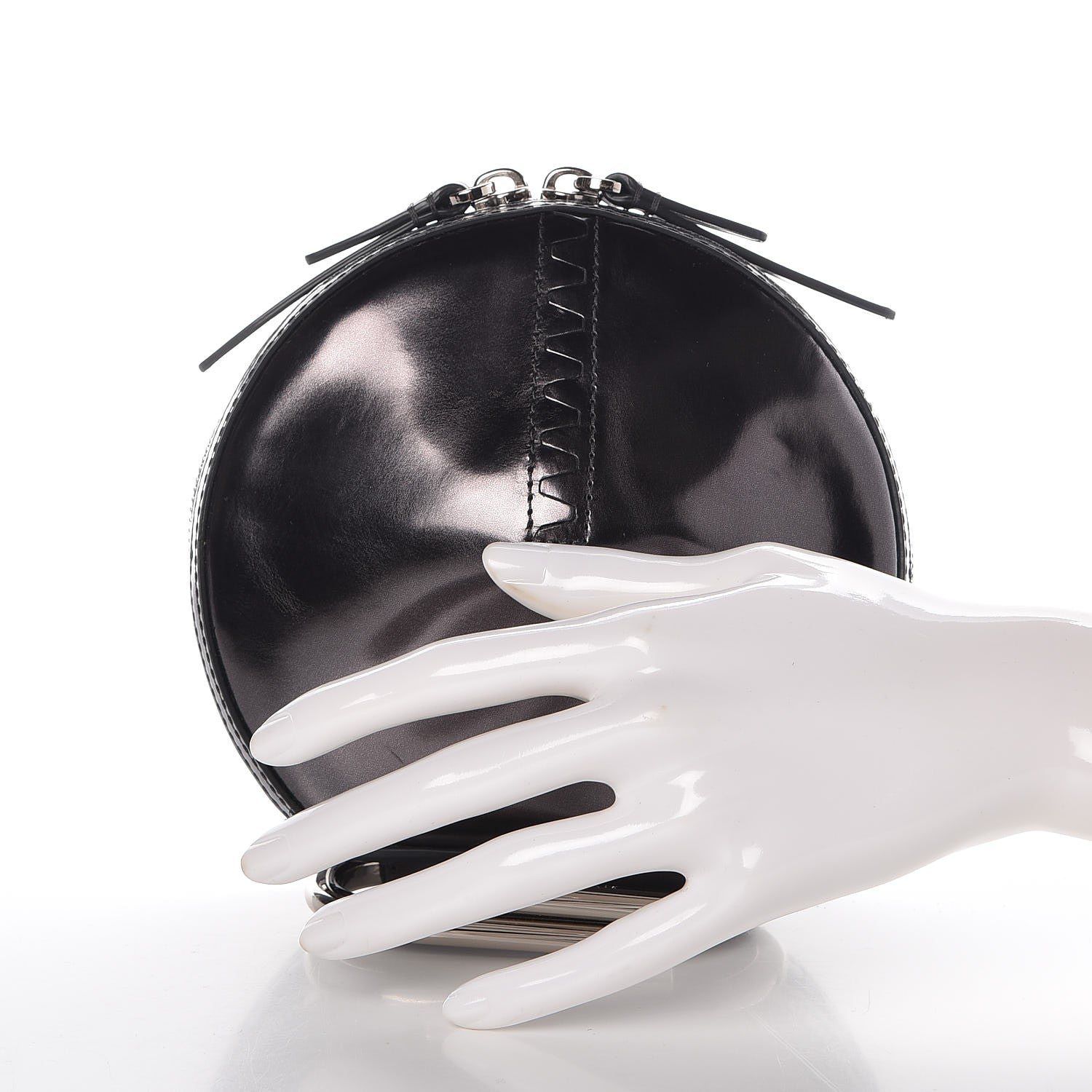 3.1 Phillip Lim 3.1 Metallic Calfskin Alix Circle Clutch Gunmetal 2 of 6