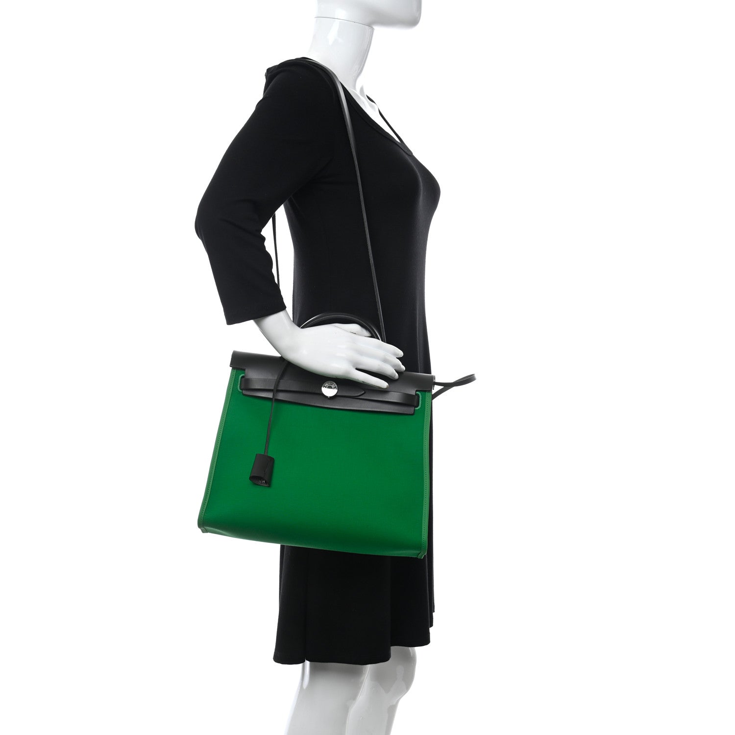Hermes Vache Hunter Toile Herbag Zip 31 PM Bambou Kaki 3 of 12