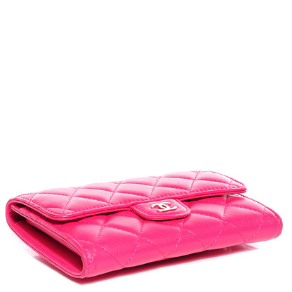 Chanel Lambskin Quilted Small Flap Wallet Dark Pink 4 of 10