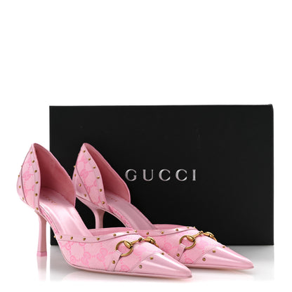 Gucci Canvas GG Monogram Stud Savoy Pumps 39 Pink 10 of 10