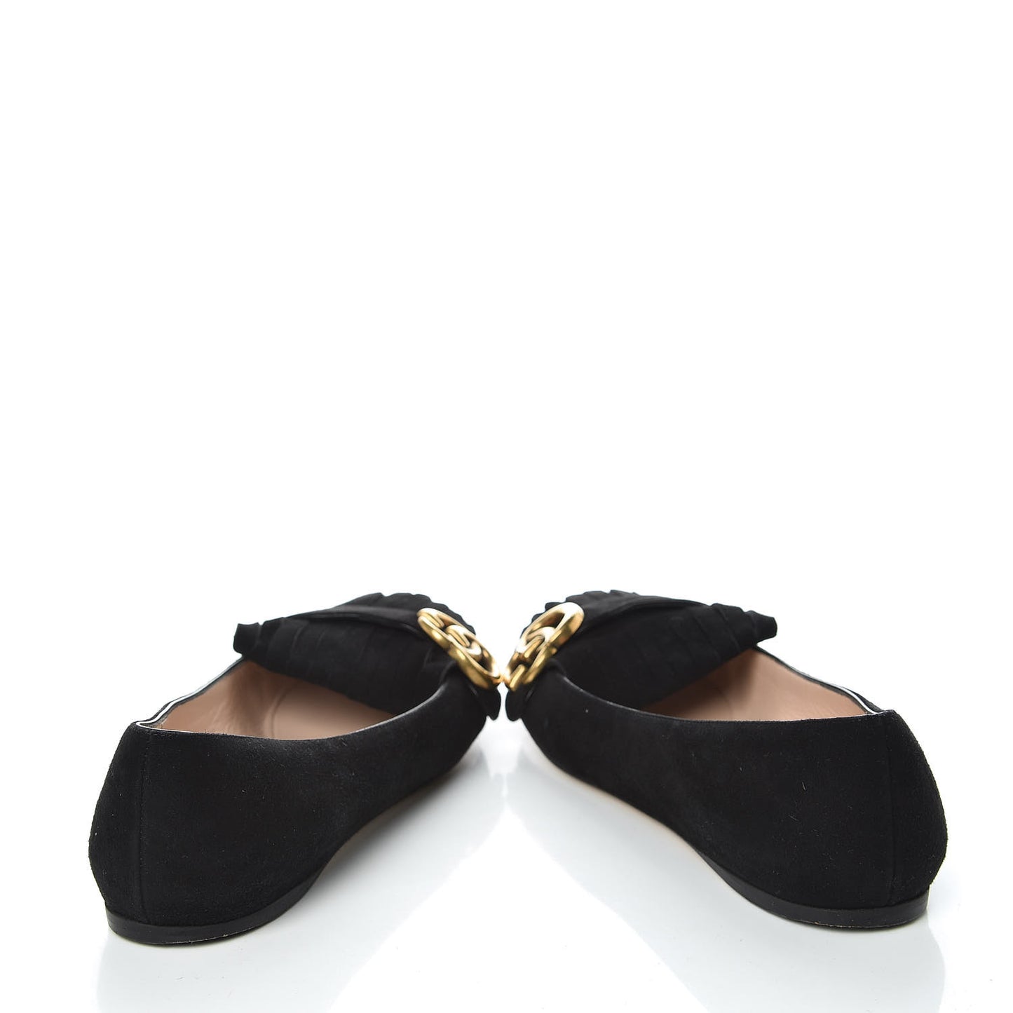 Kid Scamosciato GG Marmont Fringe Flats 36.5 Black