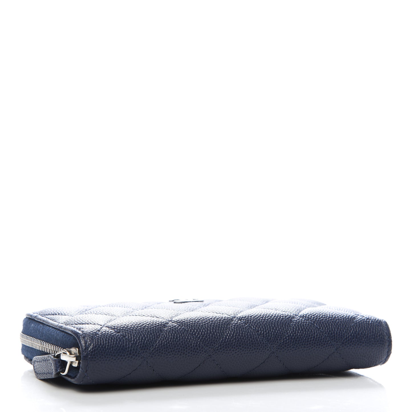Caviar Quilted Small Zip Around Wallet Navy