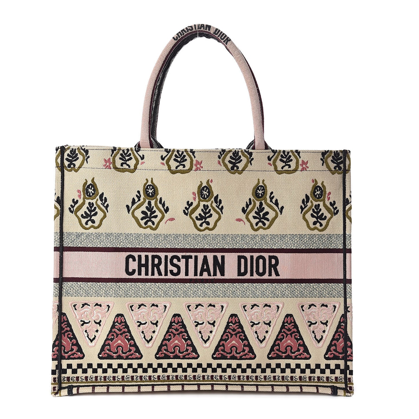 Canvas Embroidered Geometric Book Tote Multicolor