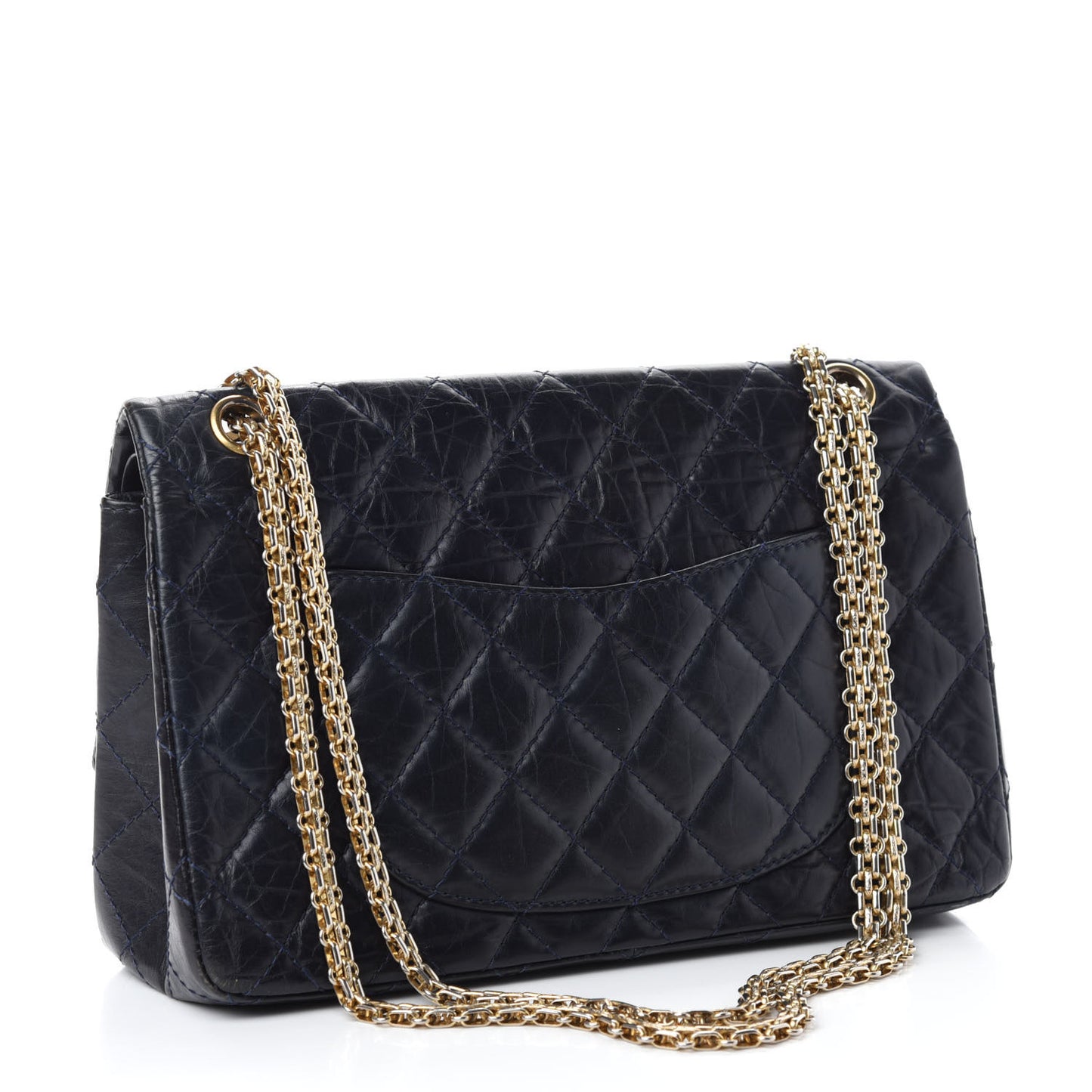 Aged Calfskin Quilted 2.55 Reissue 226 Flap Navy Blue