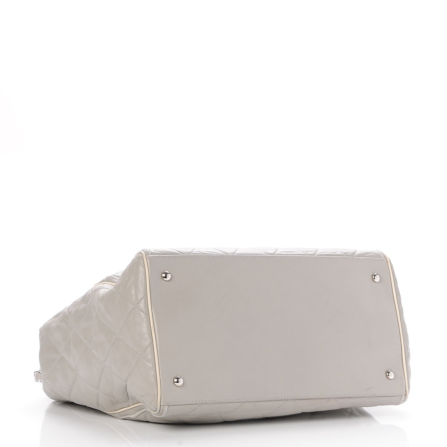 Chanel Glazed Lambskin Quilted North South Large Tote Grey 4 of 11