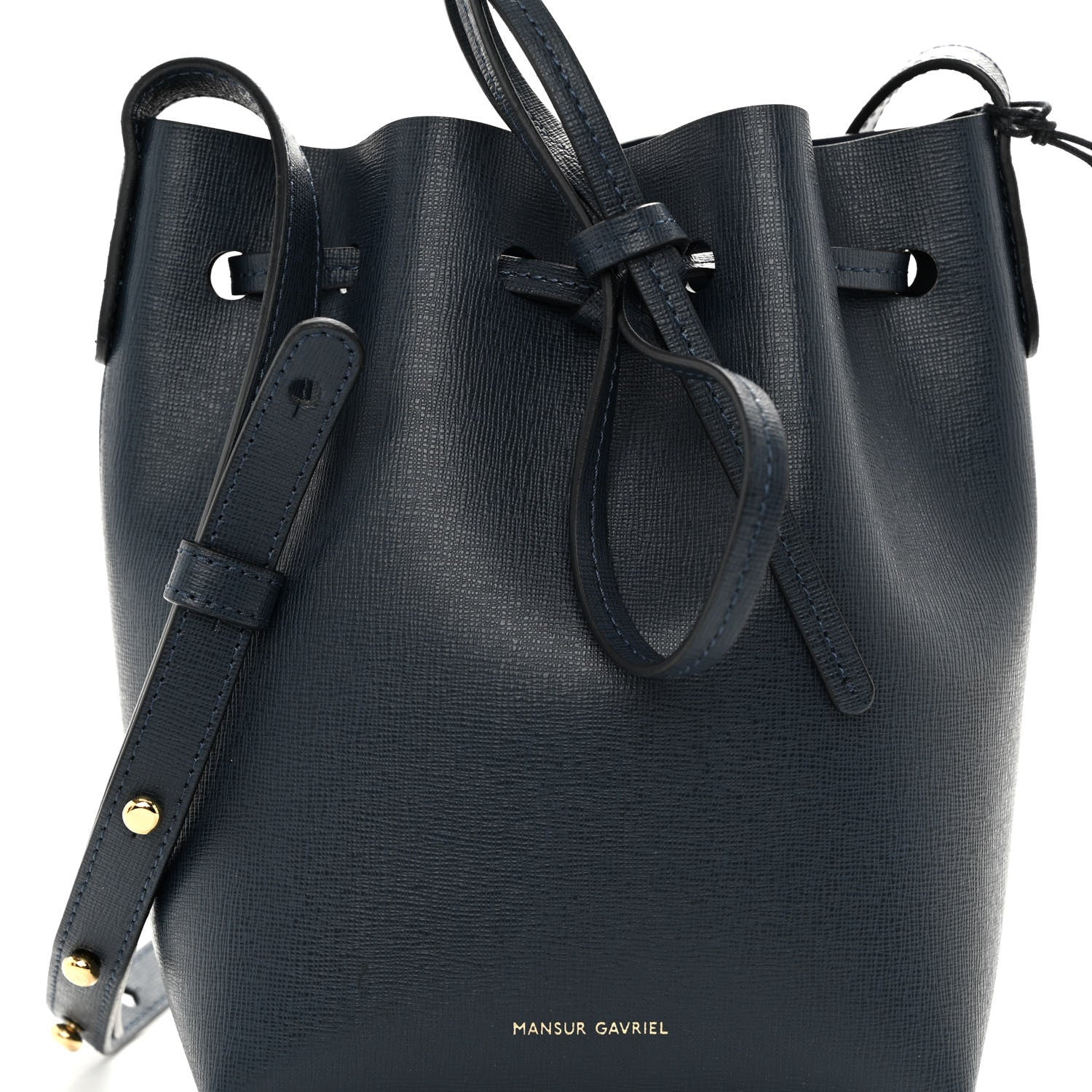 Mansur Gavriel Saffiano Mini Bucket Bag Blu 7 of 9